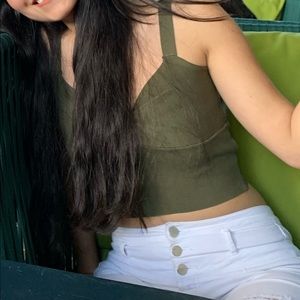 Olive green crop top